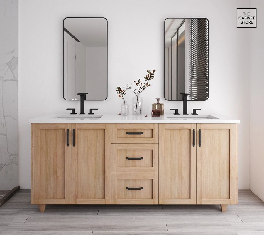 YALIG Cabinet Shaker Fluted Panel Quartz Countertop Bagno Vanity per 38-46 in Larghezza