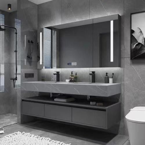 Rettangolo moderno minimalista YALIG Bagno Vanità con colore puro e specchio incluso
