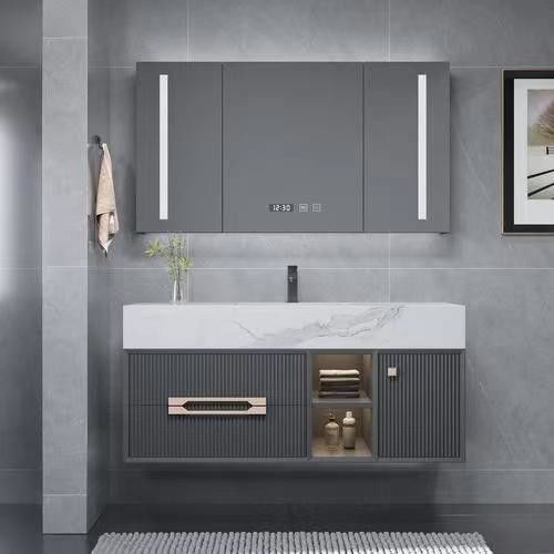 Rettangolo moderno minimalista YALIG Bagno Vanità con colore puro e specchio incluso