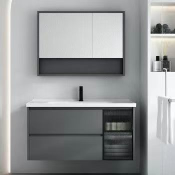 Rettangolo moderno minimalista YALIG Bagno Vanità con colore puro e specchio incluso