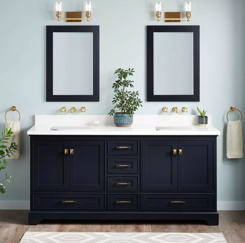 YALIG Plywood Bagno Armadio Vanità Set con doppio lavandino e terra Vanità Dio Maniglia