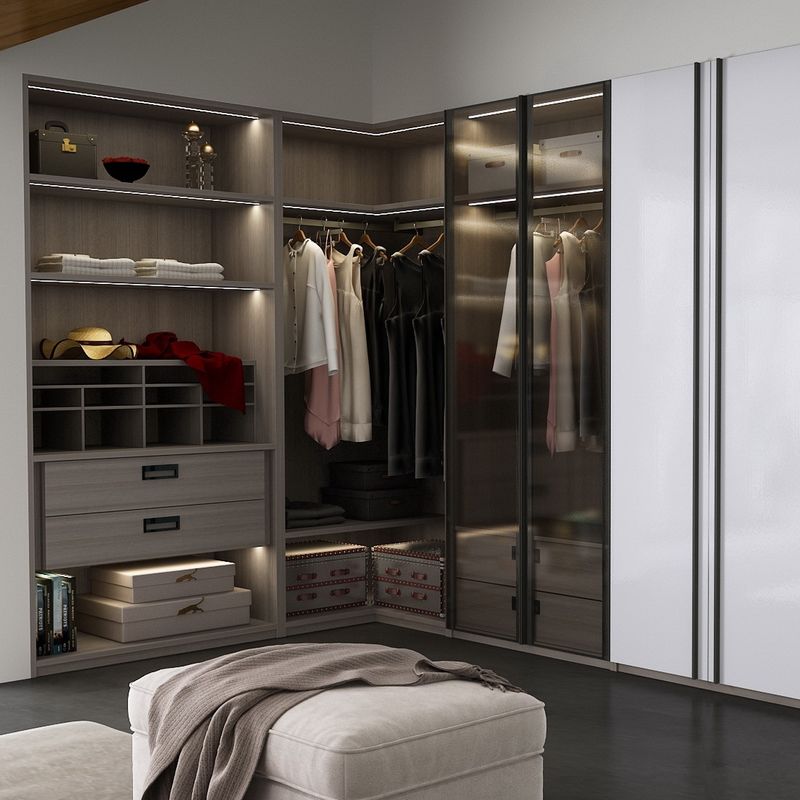 YALIG Armadio in legno con finitura verniciata a lacca opaca e porta in vetro Arredamento per camera da letto