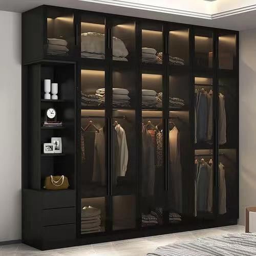 YALIG Armadio in legno con finitura verniciata a lacca opaca e porta in vetro Arredamento per camera da letto