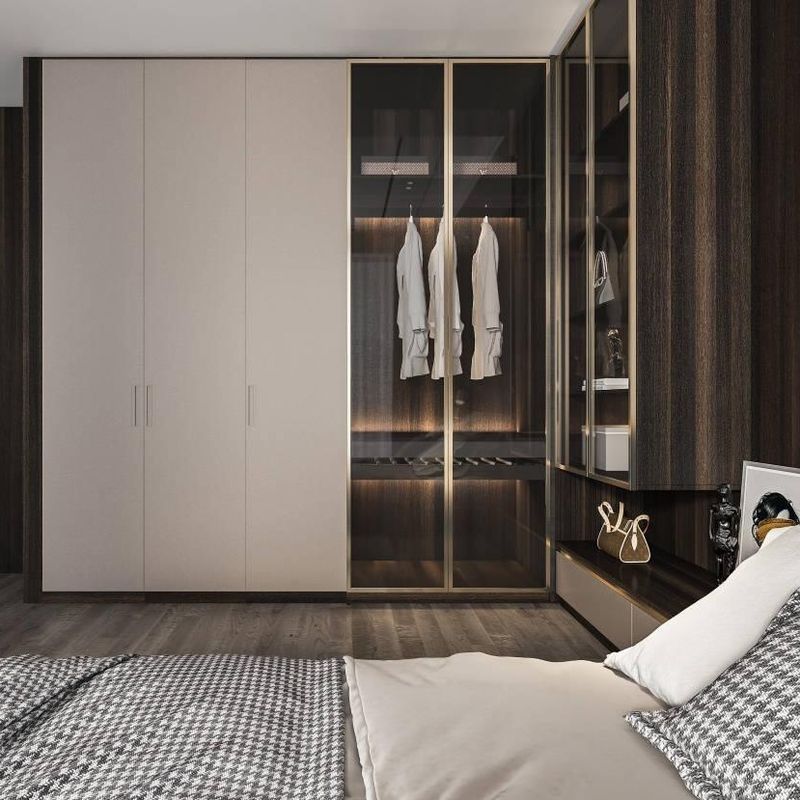 YALIG Armadio in legno con finitura verniciata a lacca opaca e porta in vetro Arredamento per camera da letto