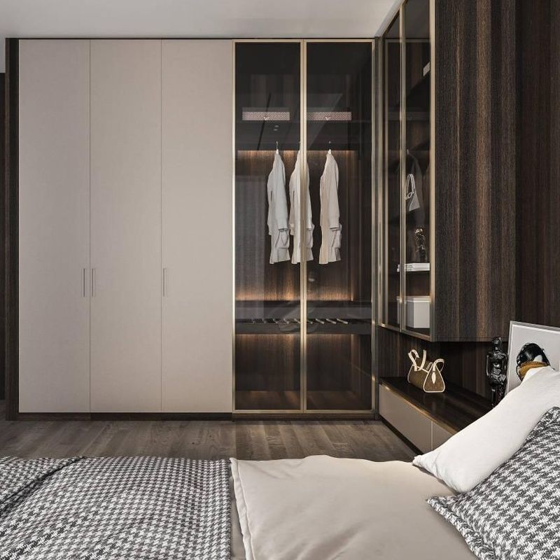 Arredamento in legno contemporaneo per camera da letto Arredamento stile 2D / 3D