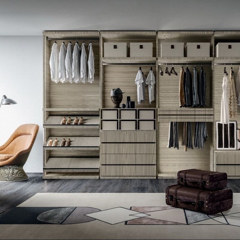 Arredamento in legno contemporaneo per camera da letto Arredamento stile 2D / 3D