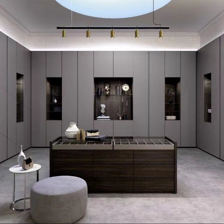 Arredamento per camera da letto Armadi a porta scorrevole in stile legno con armadi metallici a bordo allentato