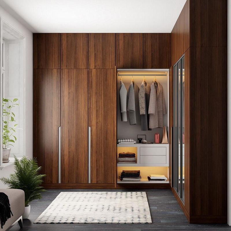 Stile di design contemporaneo YALIG Veneer Armadi di angolo moderni per mobili da letto