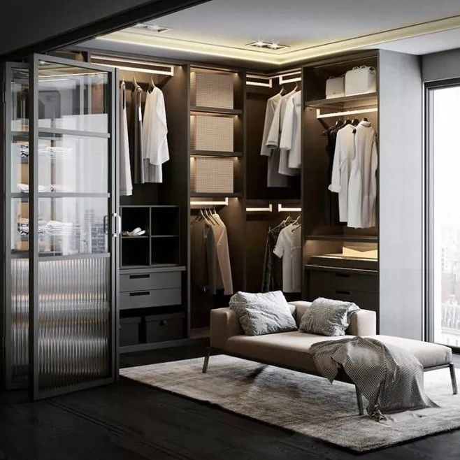 PANEL stile legno YALIG grande angolo armadio aperto per stile di design contemporaneo