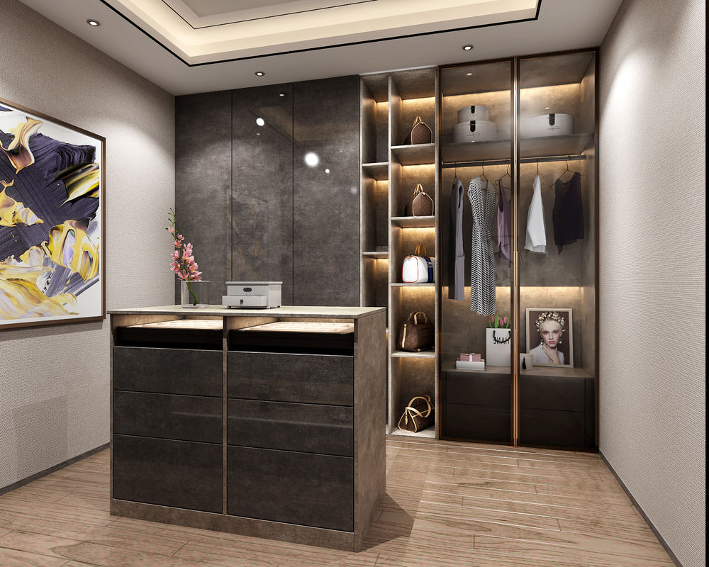 PANEL personalizzato in stile legno Camera da letto Organizzatore di stoccaggio Abbigliamento Camminare in armadio